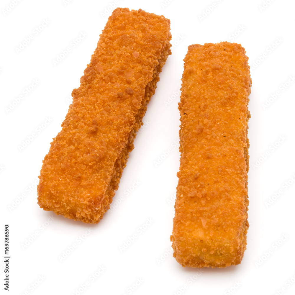 Crispy Fish fingers isolated on white background Crispy Fish fingers isolated on white background