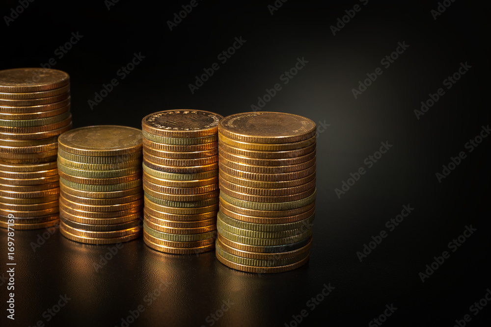 The Gold coin stack for business idea concept image The Gold coin stack for business idea concept image