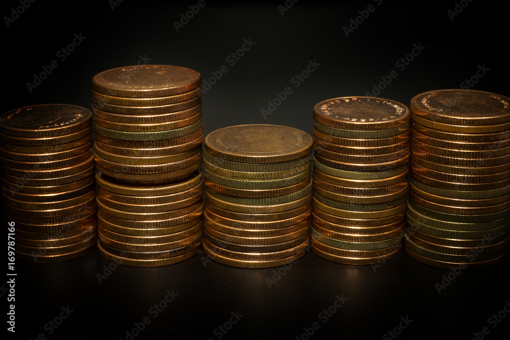 The Gold coin stack for business idea concept image The Gold coin stack for business idea concept image