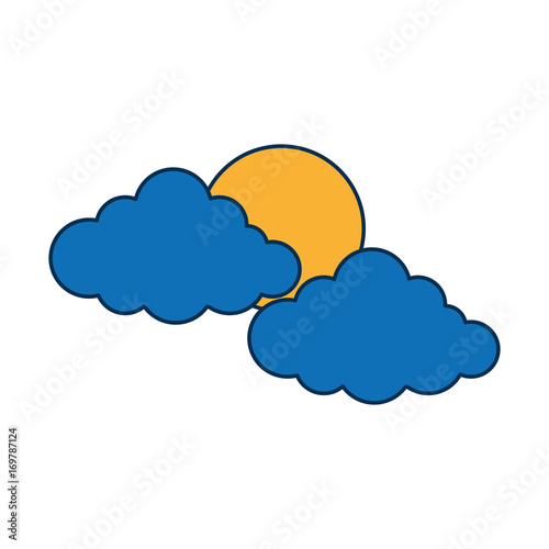 sun and clouds icon over white background vector illustration