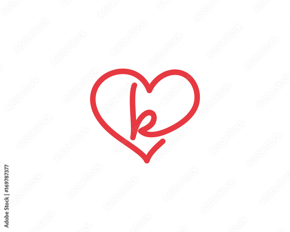 Lowercase Letter k and Heart Logo 1