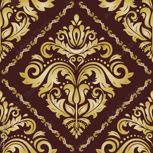 Orient vector classic pattern. Seamless abstract background with repeating elements. Orient brown and golden background