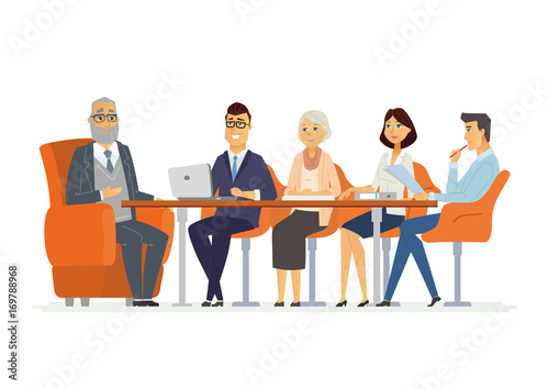 Business Meeting - modern vector cartoon characters illustration