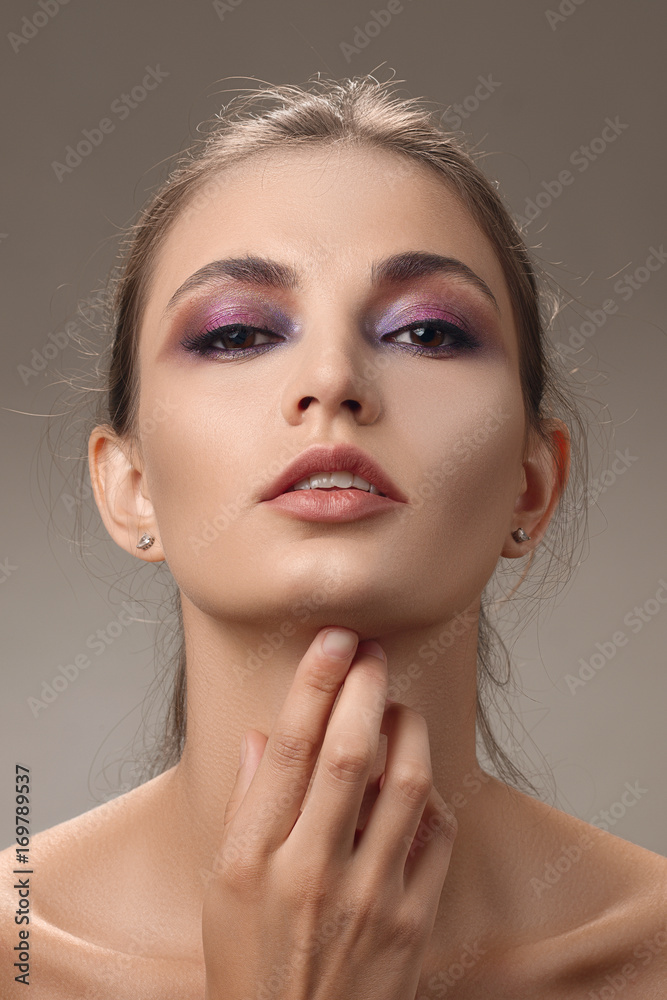 Portrait of beautiful girl with clean fresh skin and natural makeup Portrait of beautiful girl with clean fresh skin and natural makeup