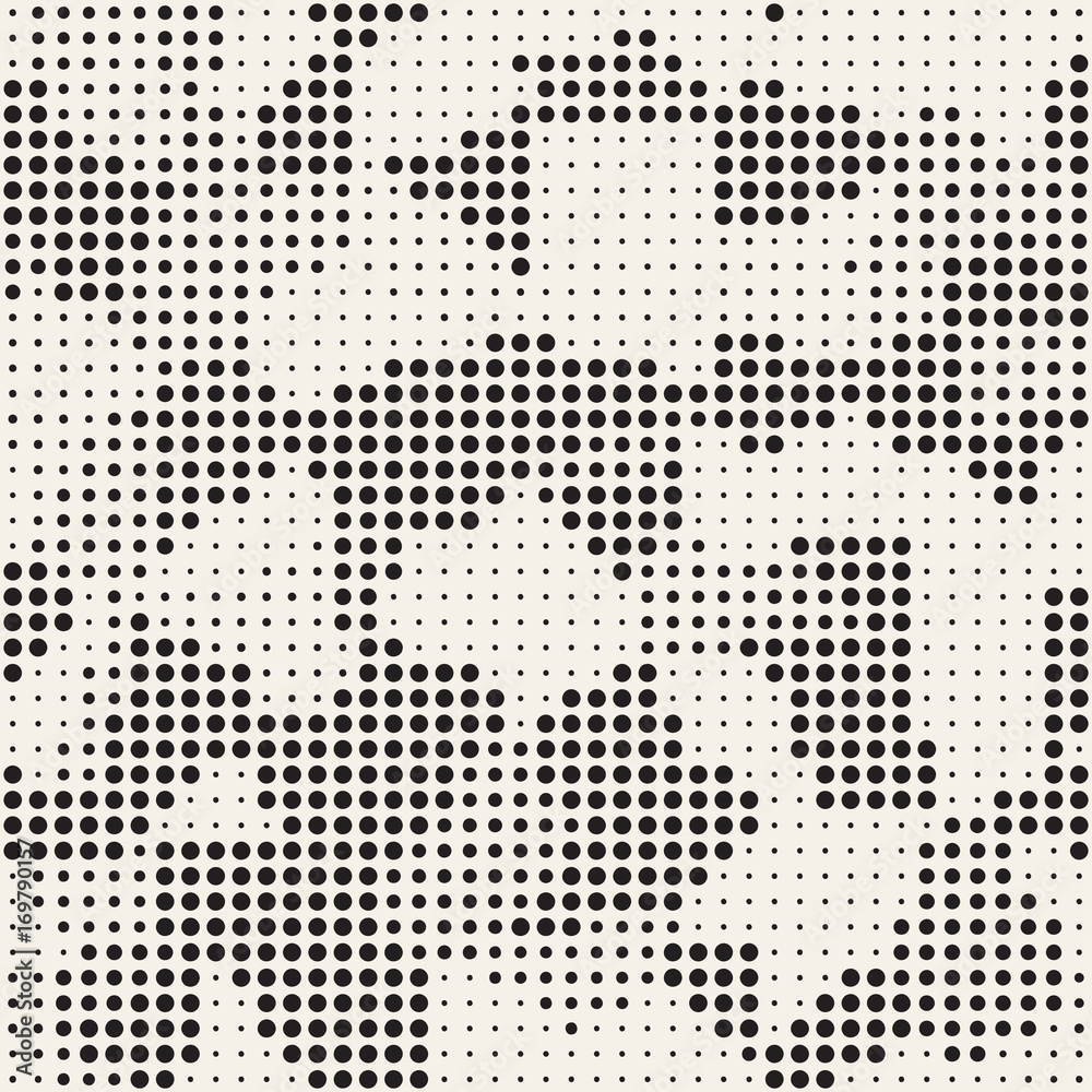 Fototapeta premium Modern Stylish Halftone Texture. Endless Abstract Background With Random Circles. Vector Seamless Mosaic Pattern.