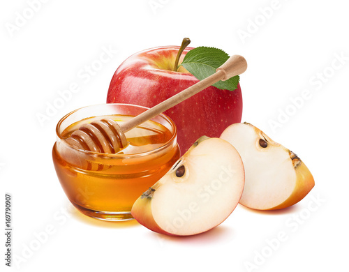 Apples and honey jar for jewish new year