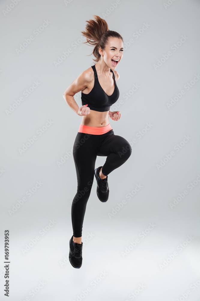 Full length picture of screaming fitness woman Full length picture of screaming fitness woman