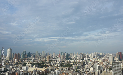 日本の東京都市風景「港区などの街並みを望む」