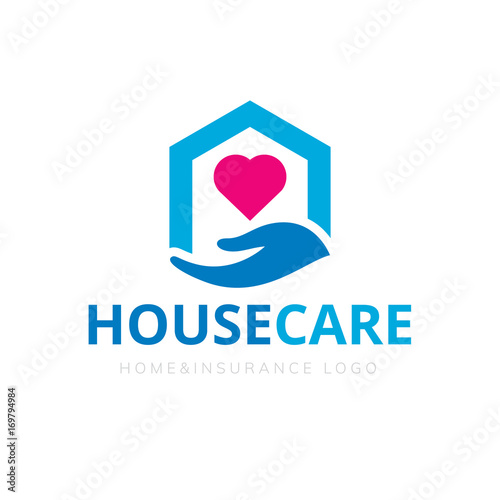 love house logo, Home care logo template.