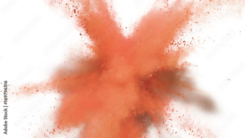 Colorful powder/particles fly after being exploded against white background. Shot with high speed camera, phantom flex 4K. Slow Motion.