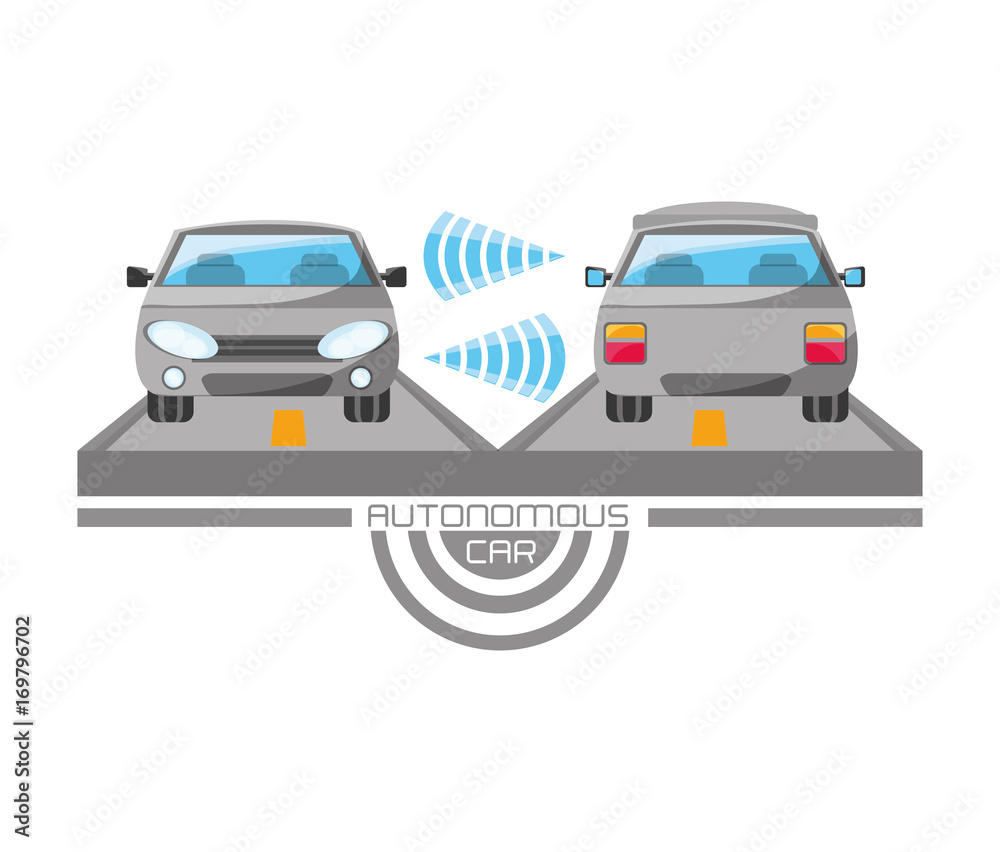 Obraz premium autonomous car icon over white background colorful design vector illustration