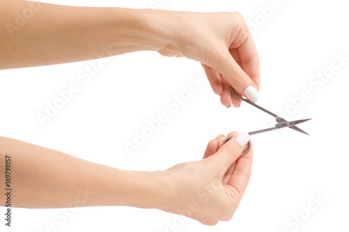 Female hands manicure scissors