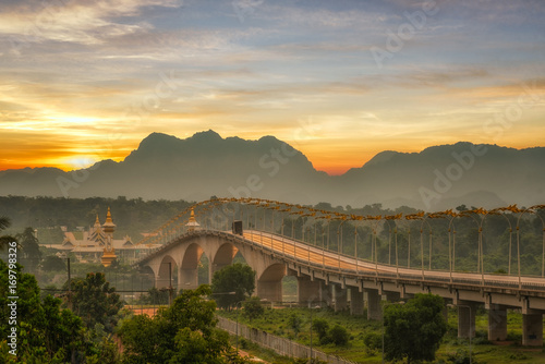 Morning light of 3rd thai-lao friendship bridge at nakhon phanom ,thailand photo