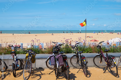 Bicycles on the beach belgium.  at the beach