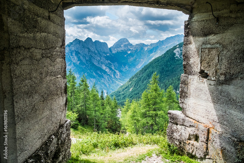 Фотография Bunker from first world war on the top of a highest mountain pass Vrsic in Slove