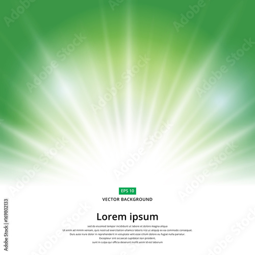 sunlight effect sparkle on green background with copy space. Abstract vector
