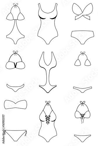 Women's swimsuits set in line style