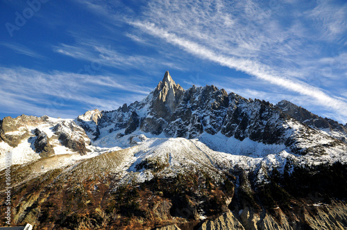 Aiguille du Dru in the Montblanc massif, French Alps