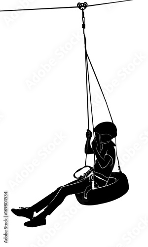 Boy on swing. rope park