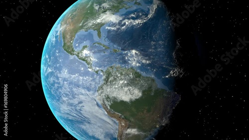 Night to day - rotating Earth. Zoom in on Nicaragua outlined photo