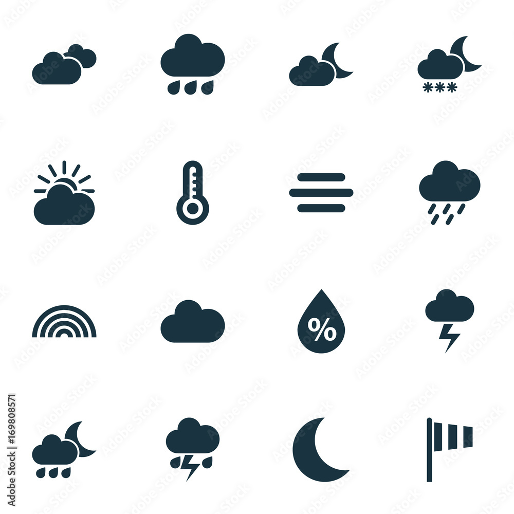 Air Icons Set. Collection Of Temperature, Douche, Flag And Other Elements.  Also Includes Symbols Such As Shower, Temperature, Humidity. Stock Vector |  Adobe Stock