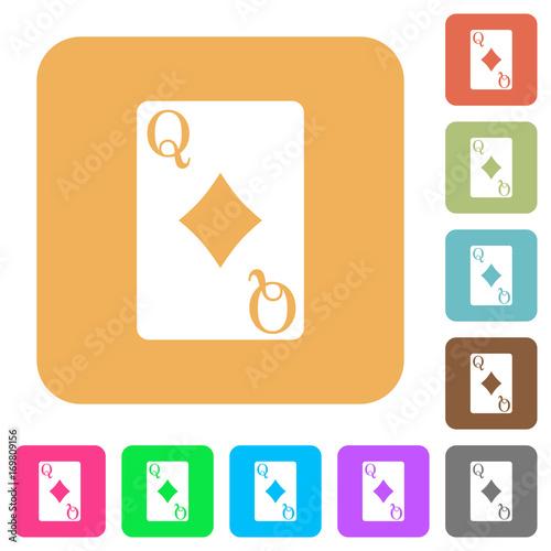 Queen of diamonds card rounded square flat icons