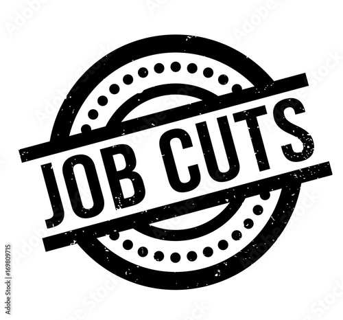 Job Cuts rubber stamp. Grunge design with dust scratches. Effects can be easily removed for a clean, crisp look. Color is easily changed.