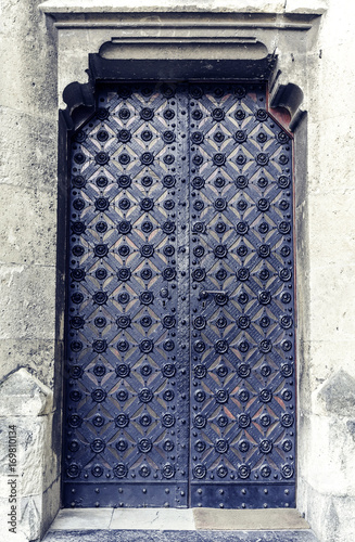 Ancient forged door. photo