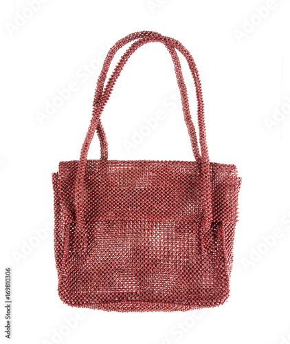 Woman's Brown Woman's Brown bead bag Isolated On White Background bag Isolated On White Background