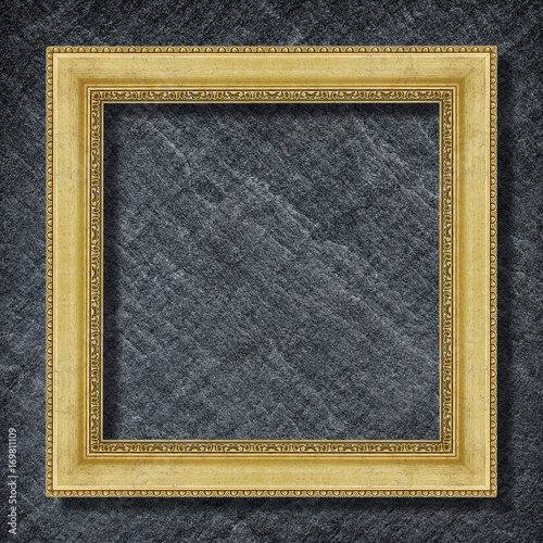 gold frame on Dark grey black slate background ,frame background