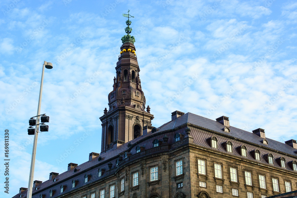 The tower of Christiansborg Palace and The Danish Parliament The tower of Christiansborg Palace and The Danish Parliament