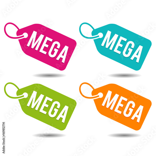 Mega price Tags. Flat Eps10 Vector Illustration. photo