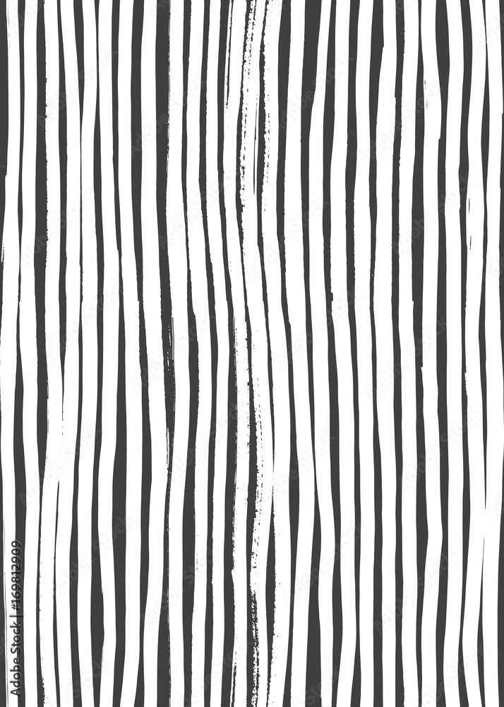 Ink Abstract Stripe Seamless Pattern. Background with artistic strokes in black and white sketchy style. Design element for backdrops and textile