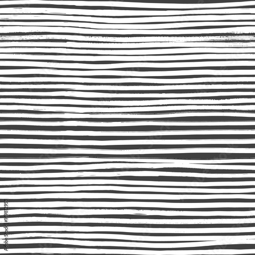 Ink Abstract Stripe Seamless Pattern. Background with artistic strokes in black and white sketchy style. Design element for backdrops and textile