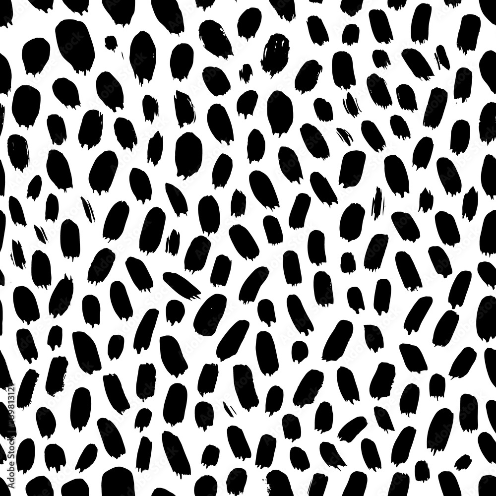 Ink abstract seamless pattern. Background with artistic strokes in black and white sketchy style. Design element for backdrops and textile