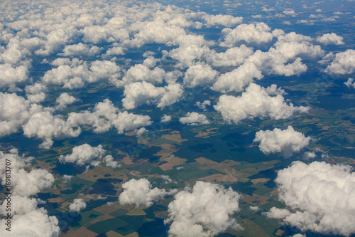 Beautiful cloudscape and landscape, view from above, natural background