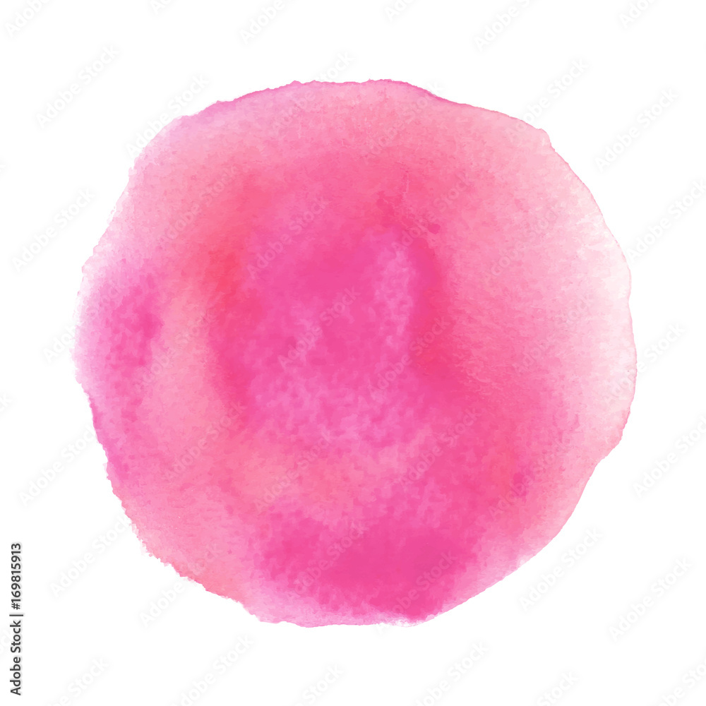 Fototapeta premium Pink round watercolor on white background
