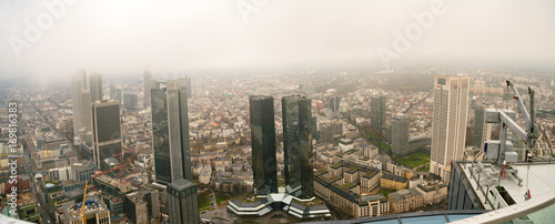 Frankfurt, Germany financial district aerial view.