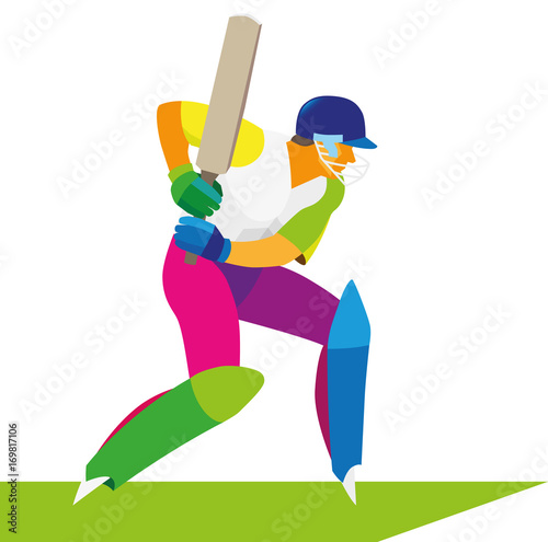 A young athlete is a cricket batsman who is ready to beat off the abandoned ball