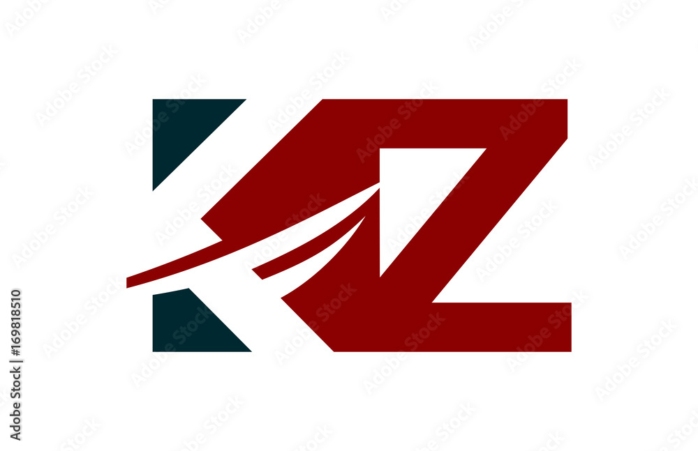 KZ Red Negative Space Square Swoosh Letter Logo KZ Red Negative Space Square Swoosh Letter Logo