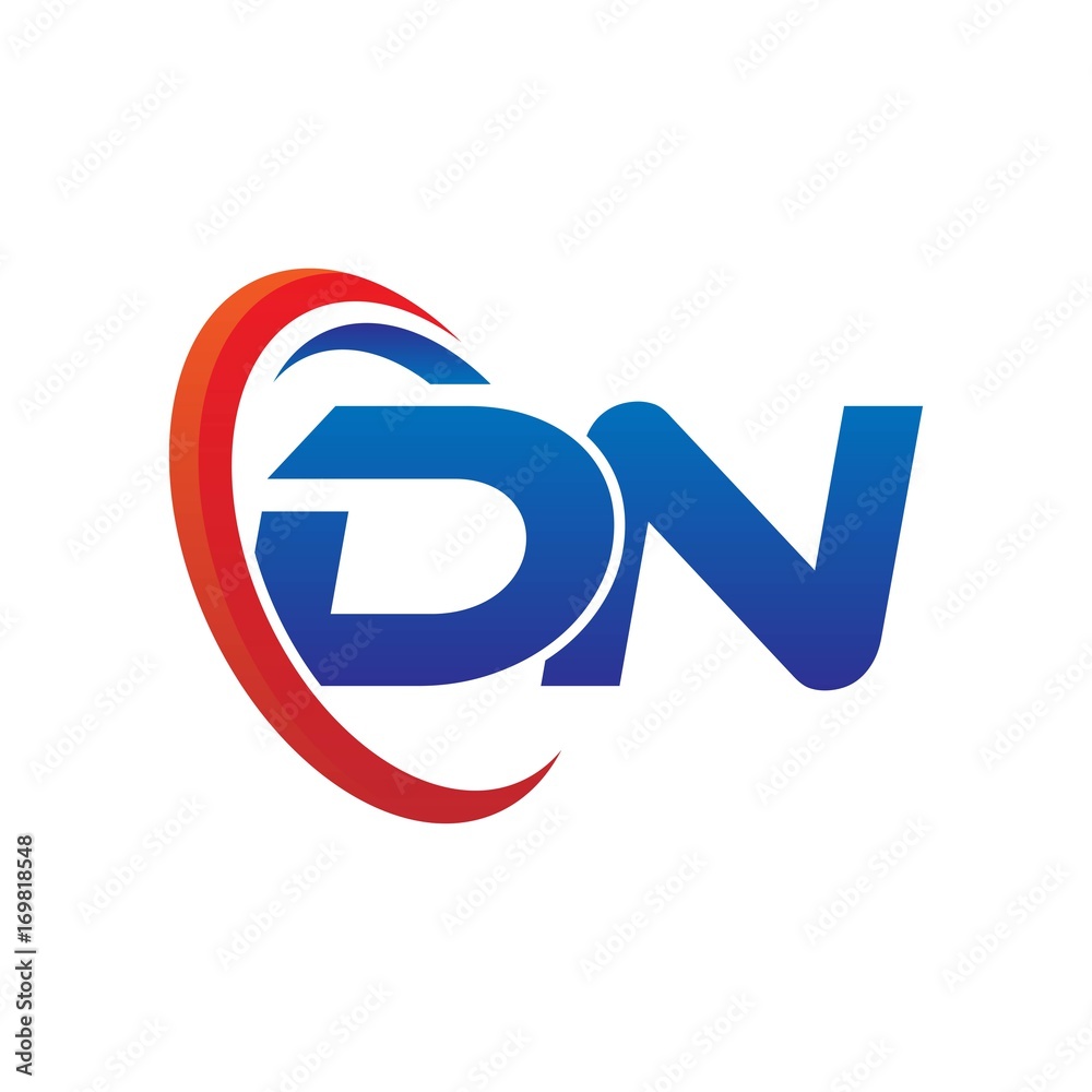 modern dynamic vector initial letters logo dn with circle swoosh red blue modern dynamic vector initial letters logo dn with circle swoosh red blue