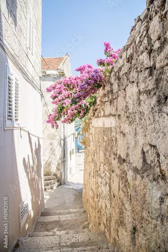 Obraz Stara ulica wąska w Korcula, Chorwacja