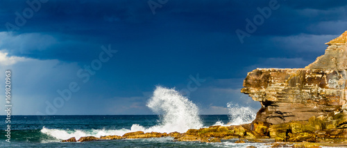 Waves crashing at Warriewood Beach