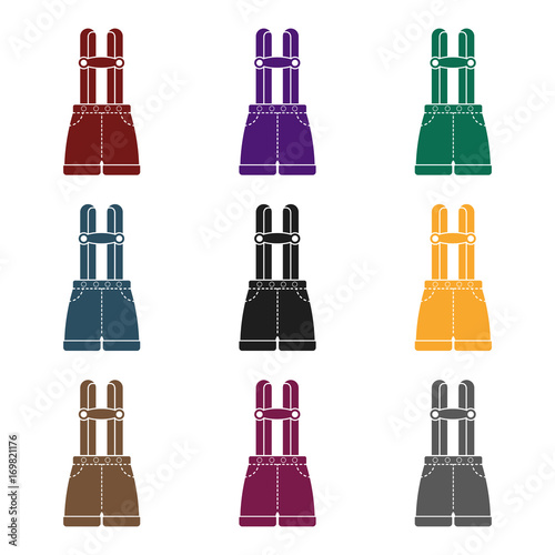 Lederhosen icon in black style isolated on white background. Oktoberfest symbol stock vector illustration.