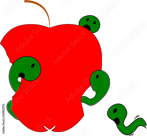 many worms devour an apple until there is nothing left / metaphor for exhausted sources