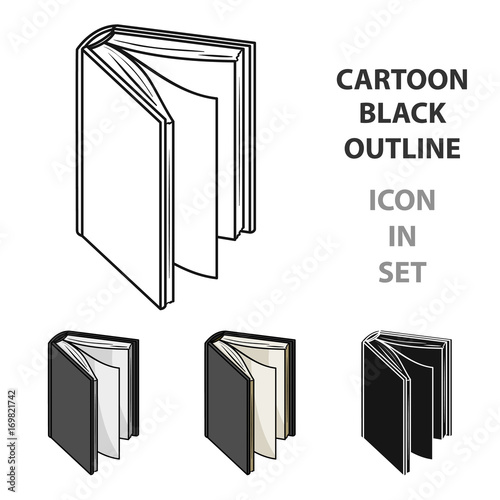 Black standing book icon in cartoon style isolated on white background. Books symbol stock vector illustration.