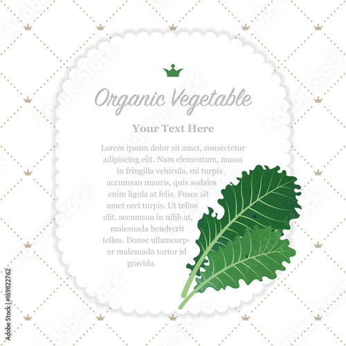 Colorful watercolor texture nature organic fruit memo frame kale