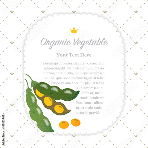 Colorful watercolor texture nature organic fruit memo frame soybeans