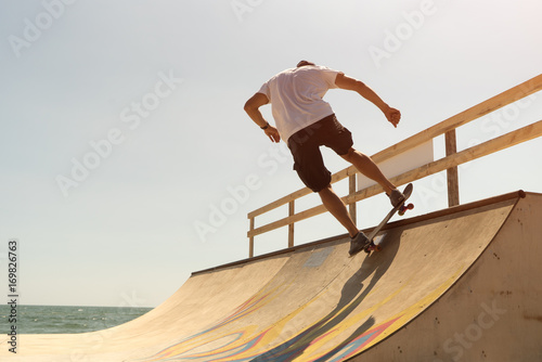 guy skateboarder riding a ramp