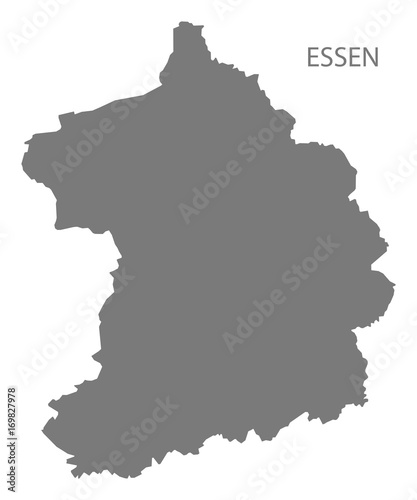 Essen city map grey illustration silhouette shape © Ingo Menhard